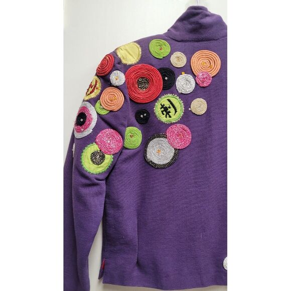 Vtg Anage Women's Purple Jacket Small Abstract Spirals Beaded Swirls Boho Modern - Picture 14 of 16